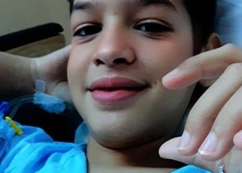 Luiz Otávio Costa Alves, de 12 anos, faz tratamento contra leucemia no Hospital de Amor de Barretos