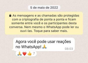 reacoes mensagens whatsapp