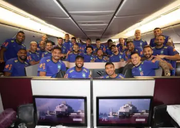 Seleção brasileira no avião