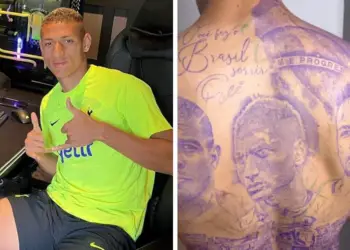 Após Copa do Mundo, Richarlison tatua o próprio rosto, Neymar e Ronaldo nas costas (Crédito: Reprodução/Instagram)