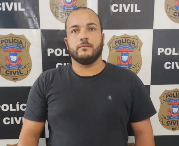 Alan Diego dos Santos se apresentou à Polícia Civil em Comodoro (MT). — Foto: Polícia Civil