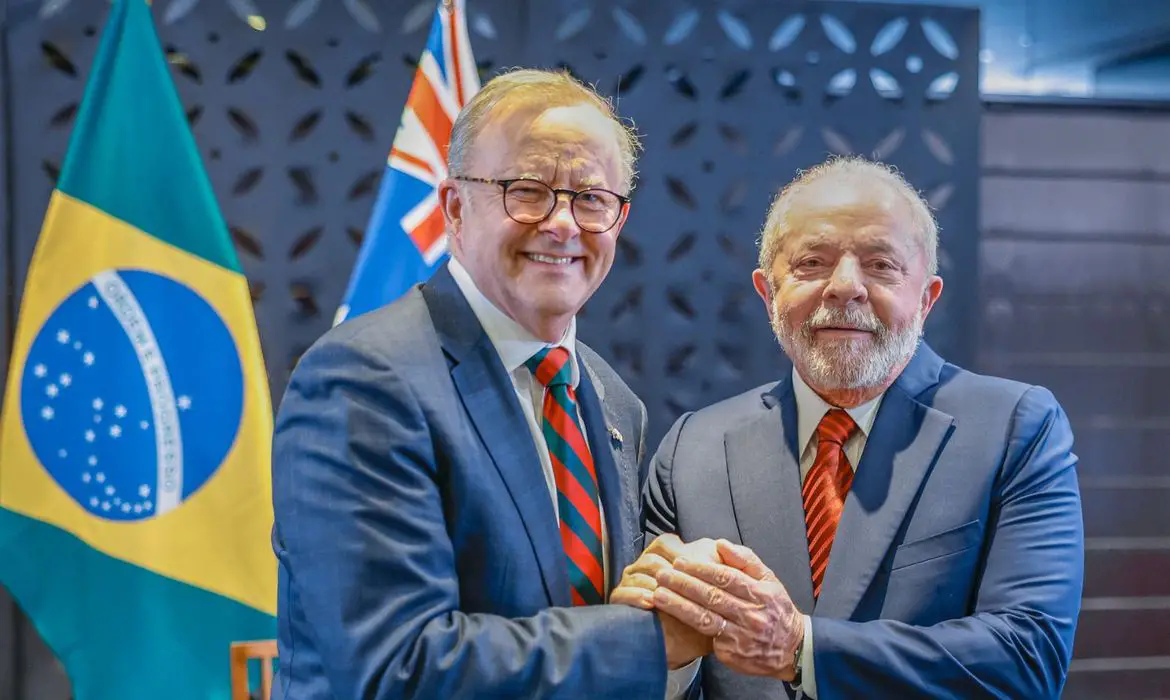 Hiroshima, Japão, 19.05.2023 - Presidente Luiz Inácio Lula da Silva se encontra com o primeiro-ministro da Austrália, Anthony Albanese. É a primeira reunião bilateral que faz ao participar, como convidado, da Cúpula do G7. Foto: Ricardo Stuckert/PR