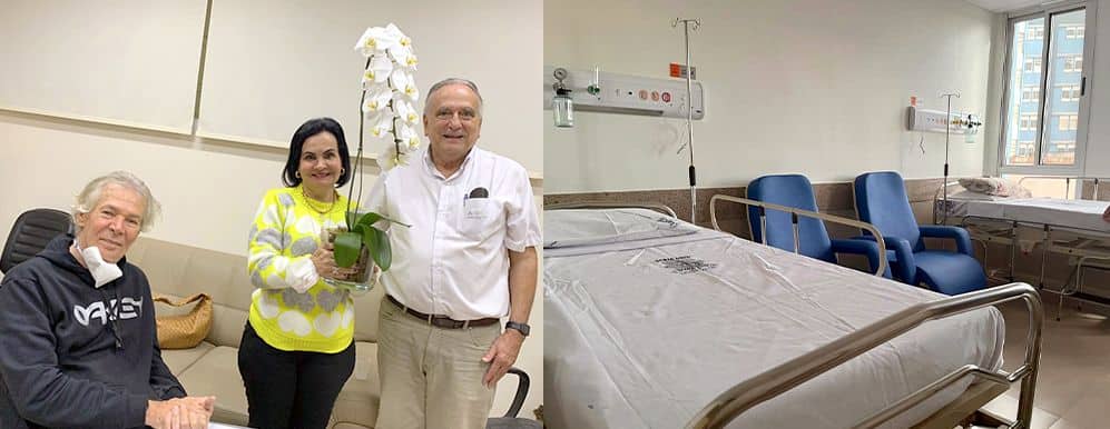 O casal Júnior Geralde e Salete ao lado do provedor do hospital, Petrônio Pereira Lima - Foto: Divulgação