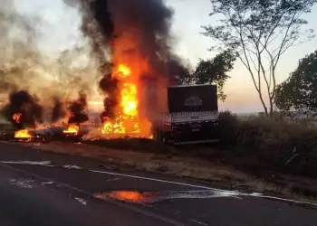 Motorista morre carbonizado ao bater de frente contra carreta em ultrapassagem proibida em Penápolis — Foto: Arquivo pessoal/ g1