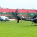 Helicópteros pousaram no estádio Ulrico do Mursa, em Santos, para pegar coração e levá-lo a hospital em São Paulo
Foto: Divulgação/ Agência Briosa