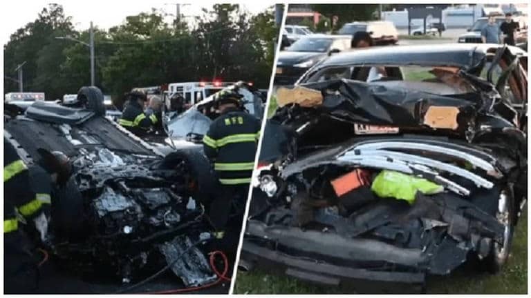 Carros ficaram completamente destruído após acidente (Divulgação)