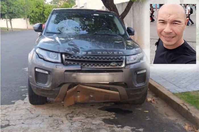 Fernando Ikeda (destaque) teve sua moto atingida pela Ranger Rover do pecuarista