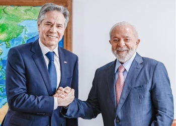 Secretário de Estado dos EUA, Antony Blinken, em reunião com Lula no Palácio do Planalto — Foto: Ricardo Stuckert/PR