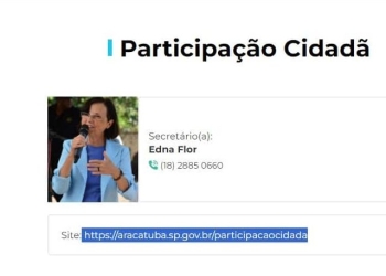 Nome da vice-prefeita ainda aparece como titular da pasta, no site da Prefeitura