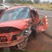 Carro na pista contrária foi atingido pelo motorista em Sud Mennucci (SP) — Foto: Reprodução/Infomais