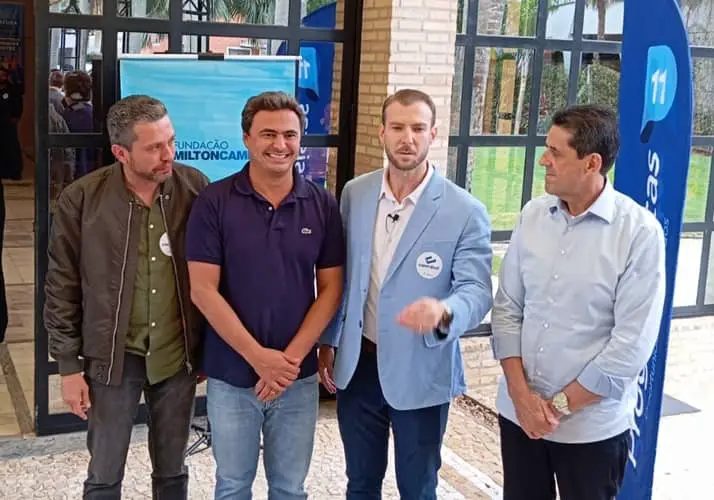 A partir da esquerda, deputados federais Fausto Pinatto e Maurício Neves, Felipe Fornari e deputado estadual Delegado Olim