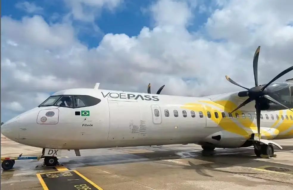 Aeronave modelo ATR-72 da Voepass Linhas Aéreas