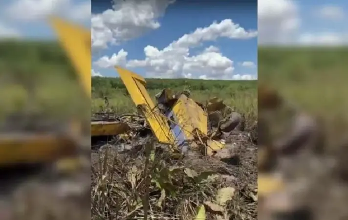 Piloto morre em queda de avião agrícola em área rural de Fernandópolis (SP) — Foto: Iago Sincero/Arquivo pessoal