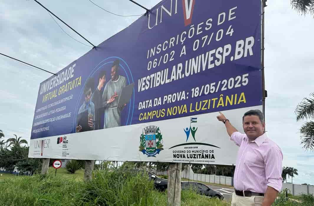 Miguel Patinho, prefeito de Nova Luzitânia, celebra a conquista de polo da  Univesp